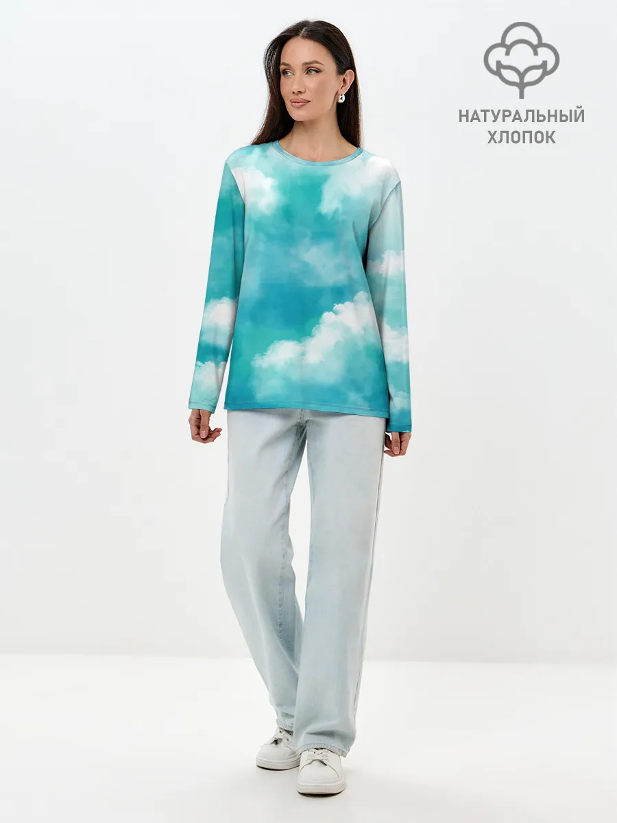 Лонгслив женский. Хлопок / Голубое Небо | Blue Sky