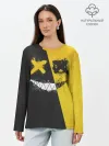 Лонгслив женский. Хлопок / Yellow and Black Emoji