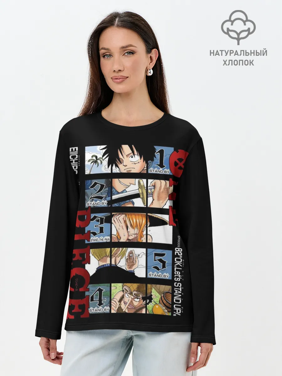 Лонгслив женский. Хлопок / Пятерка из Ван Пис