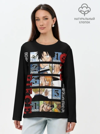 Лонгслив женский. Хлопок / Пятерка из Ван Пис
