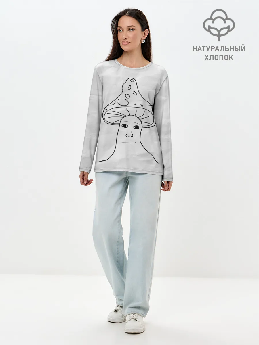 Лонгслив женский. Хлопок / Шрумджек | Shroomjak | Мем