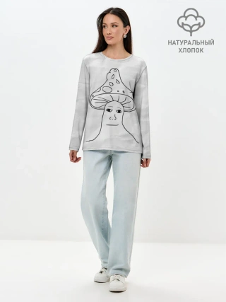 Лонгслив женский. Хлопок / Шрумджек | Shroomjak | Мем