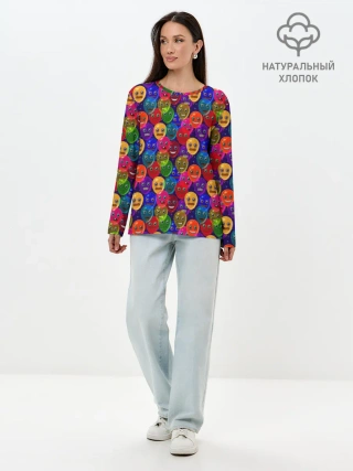 Лонгслив женский. Хлопок / Шарики