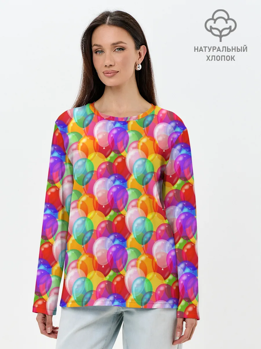 Лонгслив женский. Хлопок / Воздушные Шары
