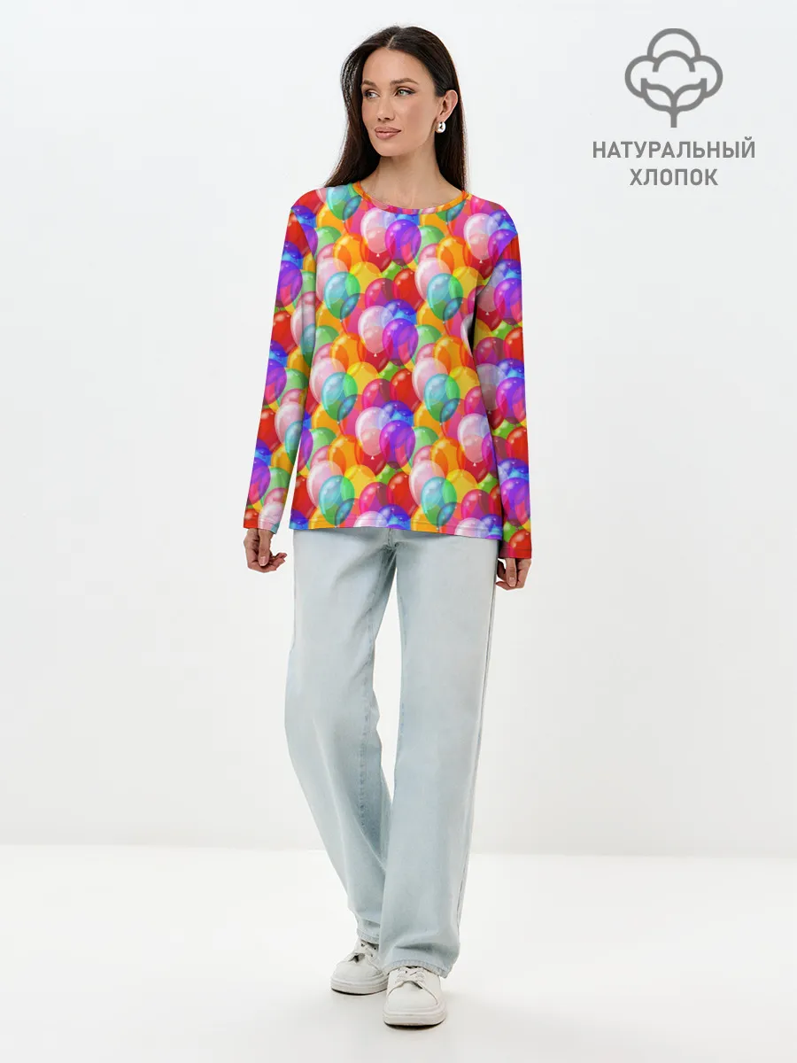 Лонгслив женский. Хлопок / Воздушные Шары