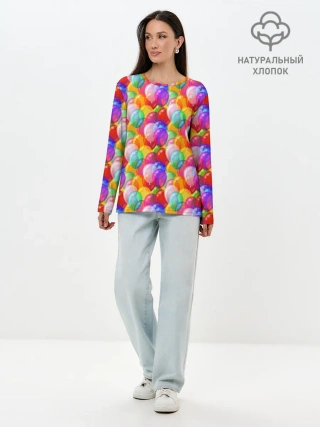Лонгслив женский. Хлопок / Воздушные Шары