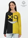 Лонгслив женский. Хлопок / Yellow and black smile