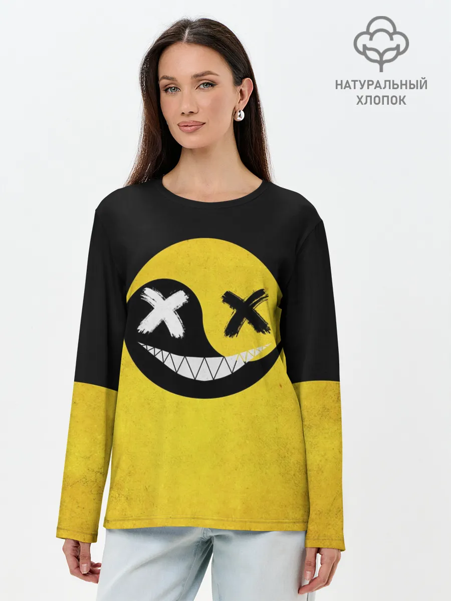 Лонгслив женский. Хлопок / Smile yin and yang