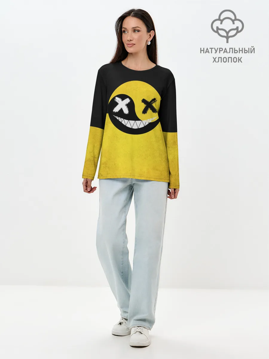 Лонгслив женский. Хлопок / Smile yin and yang