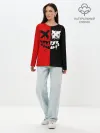 Лонгслив женский. Хлопок / Smail Black and red