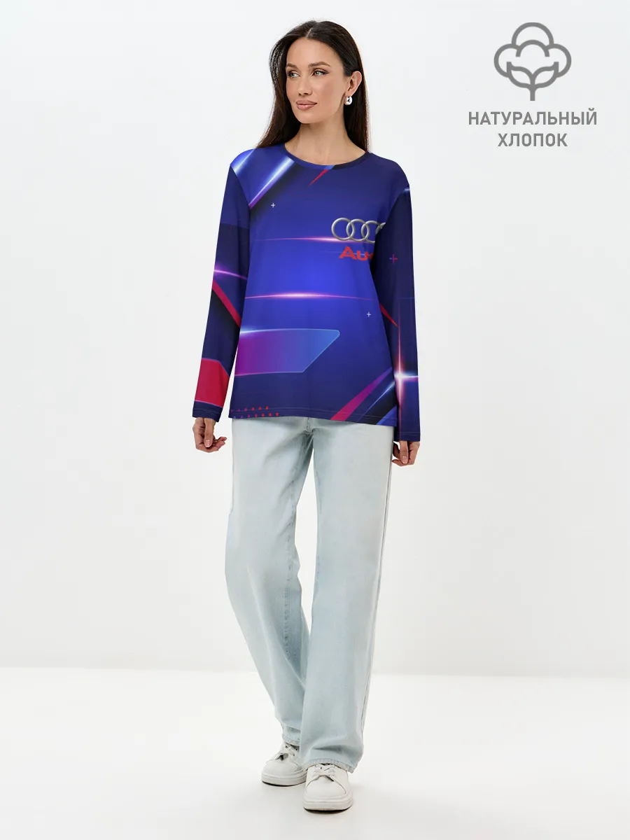 Лонгслив женский. Хлопок / Ауди / Audi синива