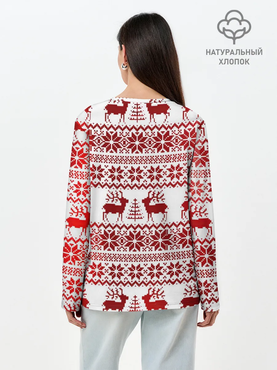 Лонгслив женский. Хлопок / Зимний лес