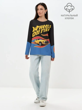 Лонгслив женский. Хлопок / Hot Wheels. Хот Вилс