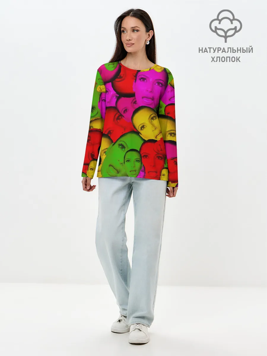 Лонгслив женский. Хлопок / Crazy Kim Kardashian