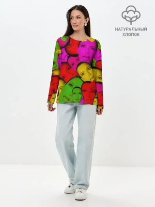 Лонгслив женский. Хлопок / Crazy Kim Kardashian