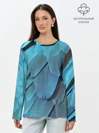 Лонгслив женский. Хлопок / Перья попугая
