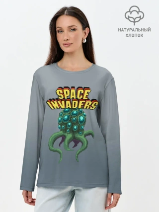 Лонгслив женский. Хлопок / Space Invaders | Old game