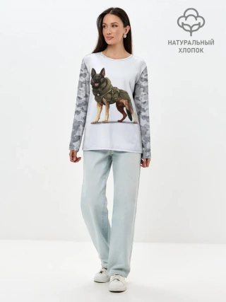 Лонгслив женский. Хлопок / Служебная собака | К9 | K9