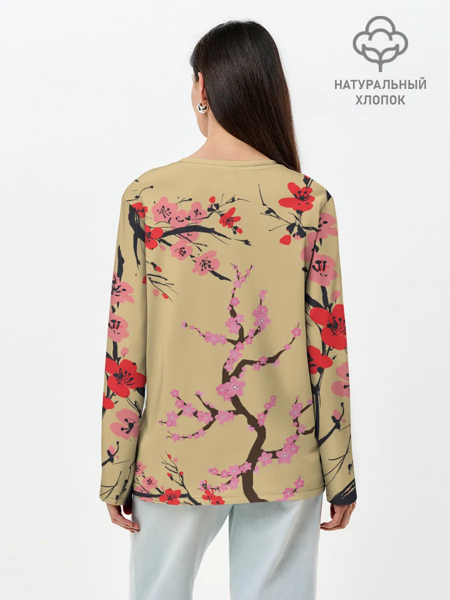Лонгслив женский. Хлопок / Гейша | Geisha