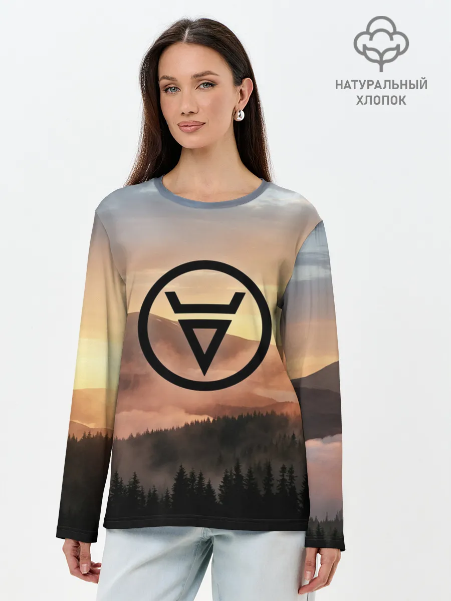 Лонгслив женский. Хлопок / ВЕЛЕС | РУНЫ | RUNES