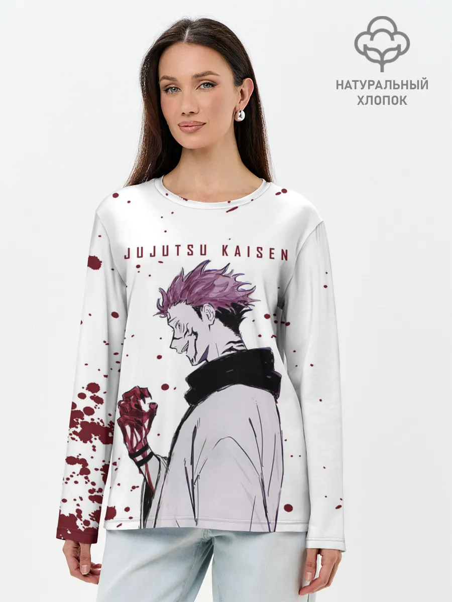 Лонгслив женский. Хлопок / Ryomen Sukuna Jujutsu Kaisen