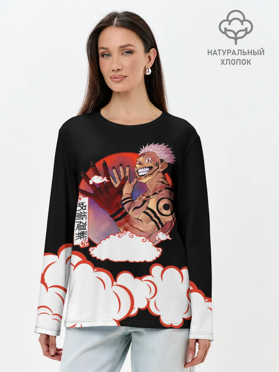 Лонгслив женский. Хлопок / Рёмен Сукуна Магическая битва