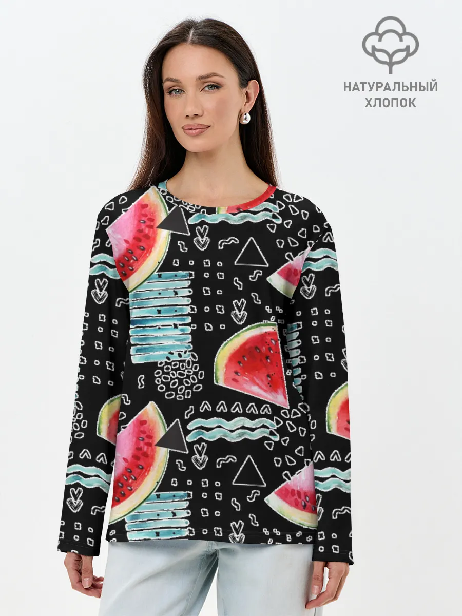 Лонгслив женский. Хлопок / сладкий арбуз