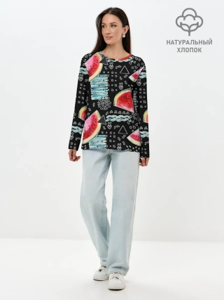 Лонгслив женский. Хлопок / сладкий арбуз
