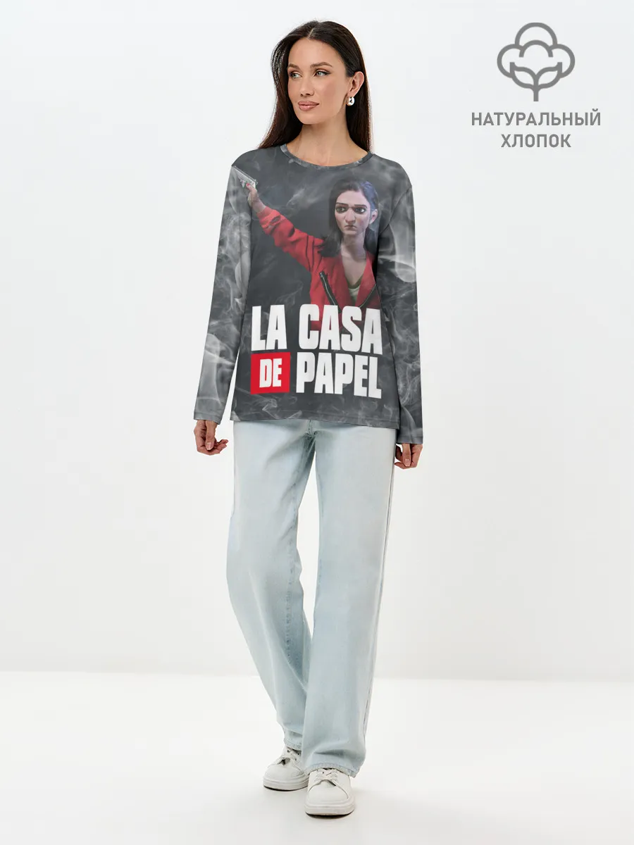 Лонгслив женский. Хлопок / Бумажный дом | Найроби