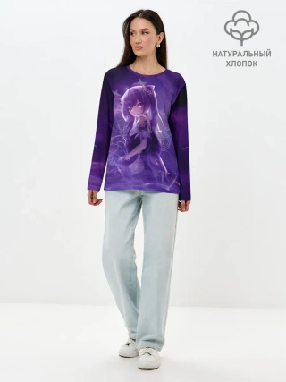 Лонгслив женский. Хлопок / Кэ Цин в сиреневом тумане