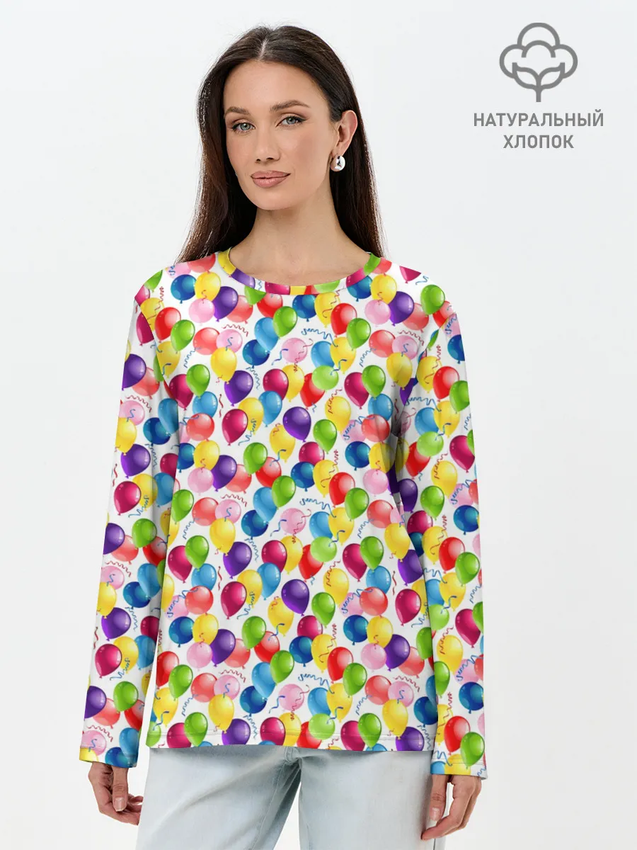 Лонгслив женский. Хлопок / Воздушные Шары