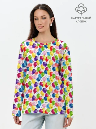 Лонгслив женский. Хлопок / Воздушные Шары