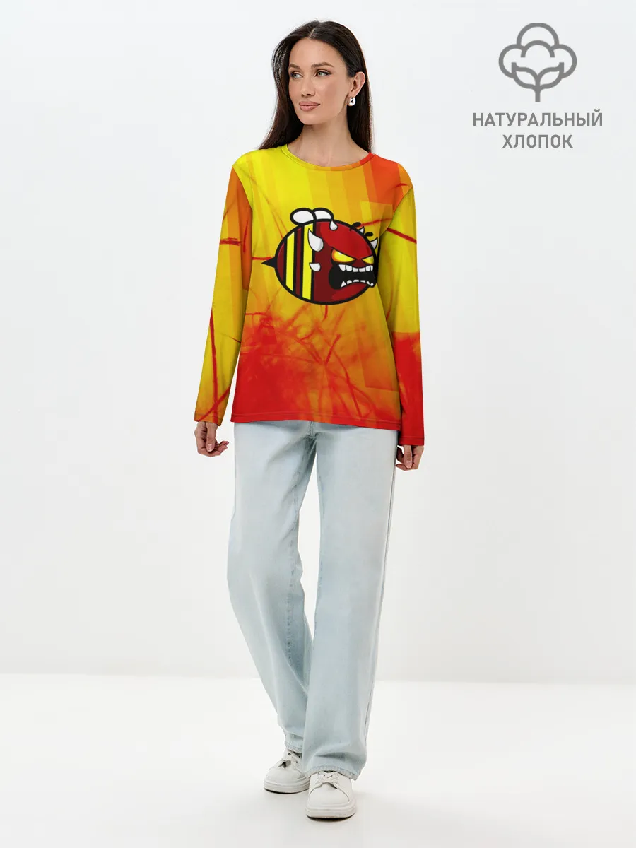 Лонгслив женский. Хлопок / Geometry Dash | Red Demon