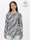 Лонгслив женский. Хлопок / Черно-белый полосатый тигровый