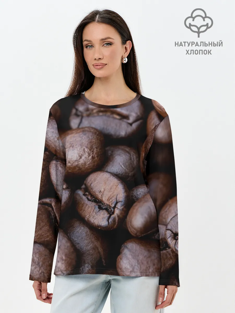 Лонгслив женский. Хлопок / Кофейные зёрна