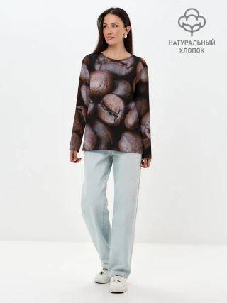 Лонгслив женский. Хлопок / Кофейные зёрна