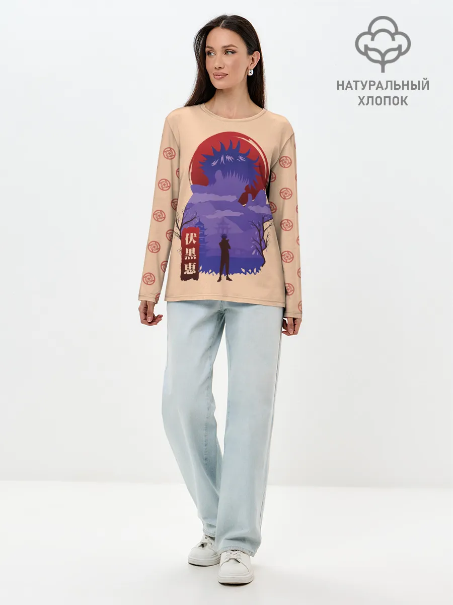 Лонгслив женский. Хлопок / Фушигуро Мегуми Магическая битва