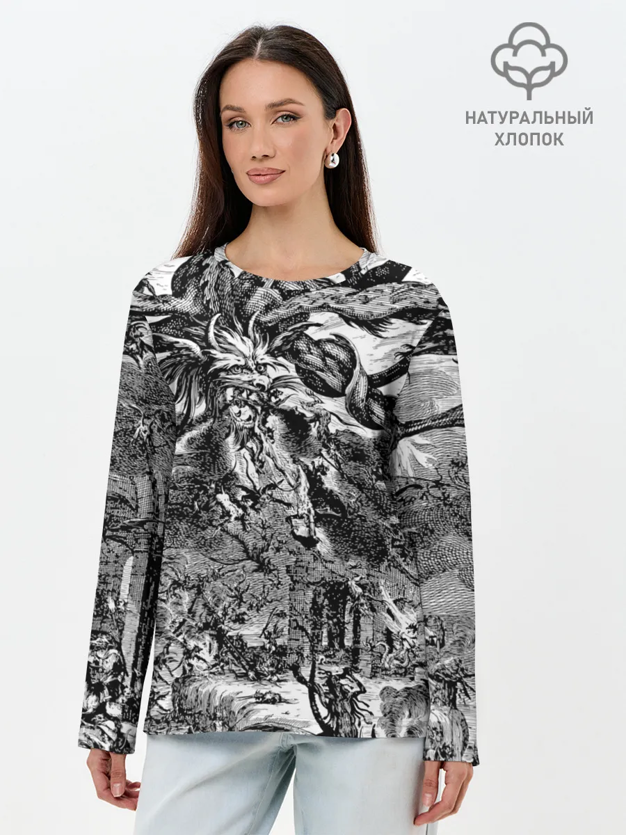 Лонгслив женский. Хлопок / Демонический хаос