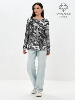 Лонгслив женский. Хлопок / Демонический хаос