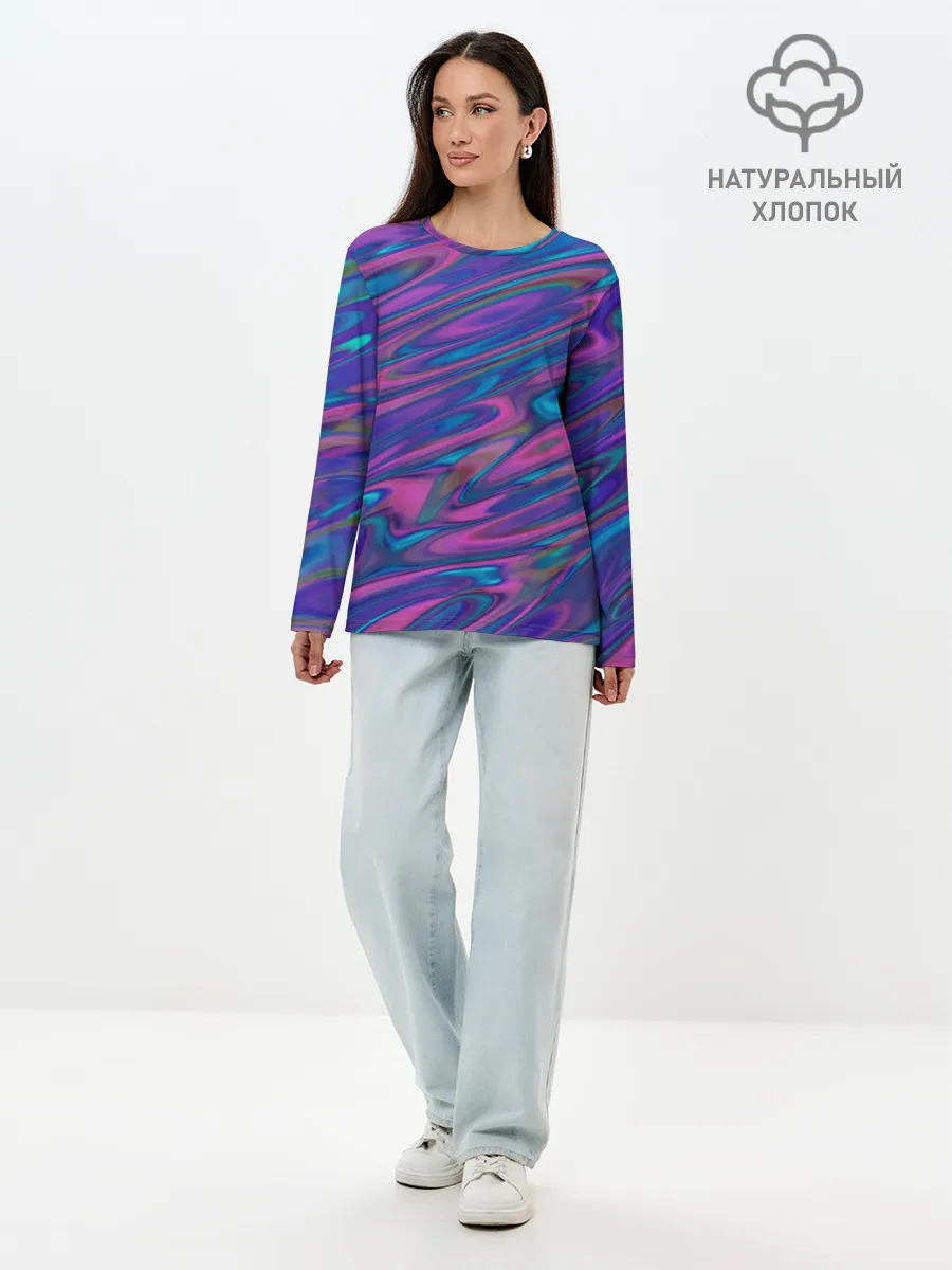 Лонгслив женский. Хлопок / Glitch EFFECT