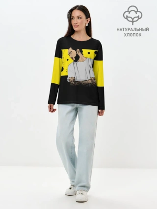 Лонгслив женский. Хлопок / Скриптонит | Skryptonite