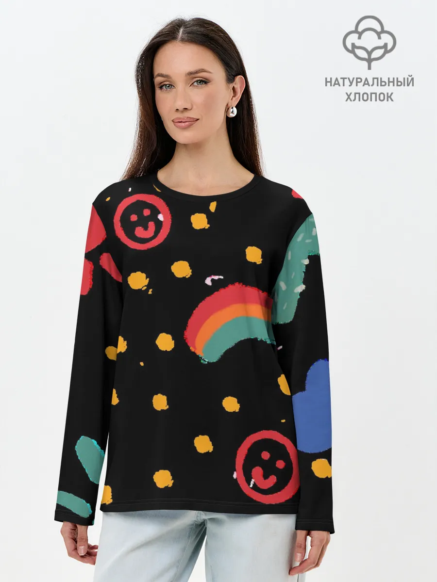 Лонгслив женский. Хлопок / красочное детство