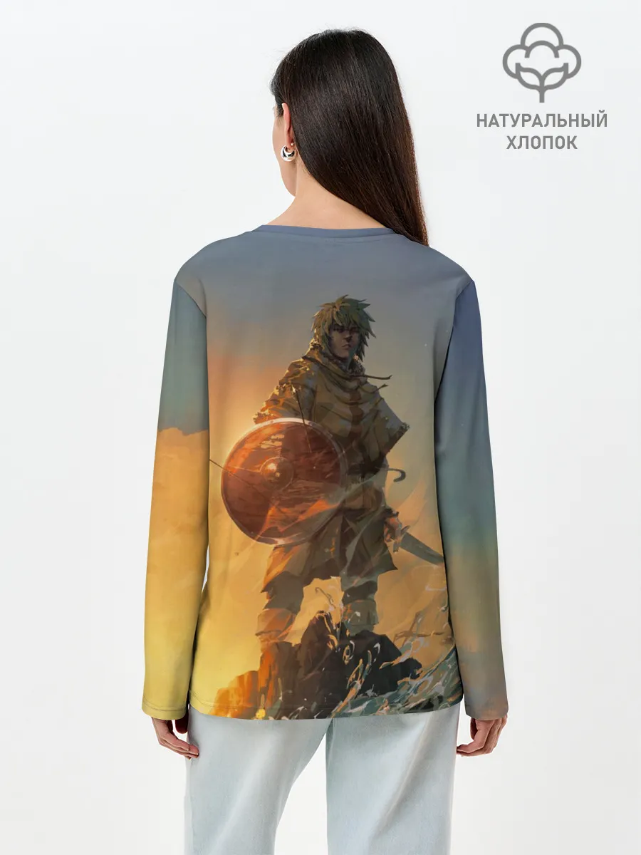Лонгслив женский. Хлопок / Винланд стоит на скале сага