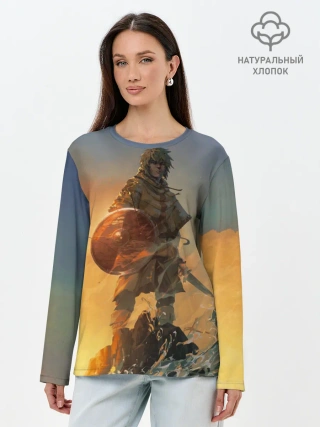 Лонгслив женский. Хлопок / Винланд стоит на скале сага
