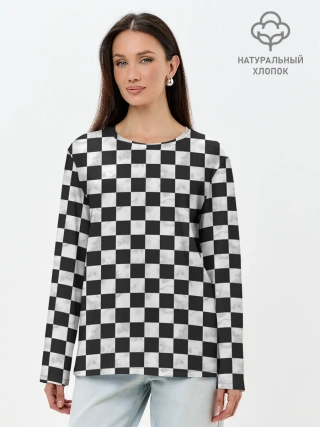 Лонгслив женский. Хлопок / Шахматист