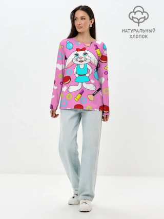Лонгслив женский. Хлопок / кролик и косметика