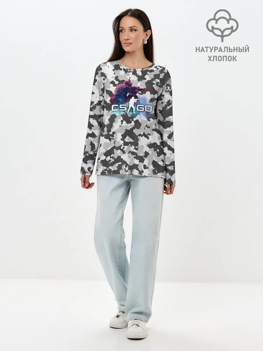 Лонгслив женский. Хлопок / Хэдшoт-CS:GO