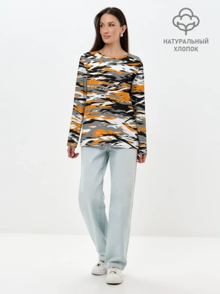 Лонгслив женский. Хлопок / Тигровый камуфляж