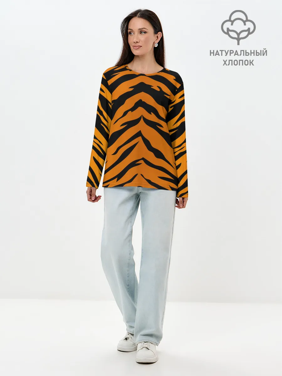 Лонгслив женский. Хлопок / Шкура тигра