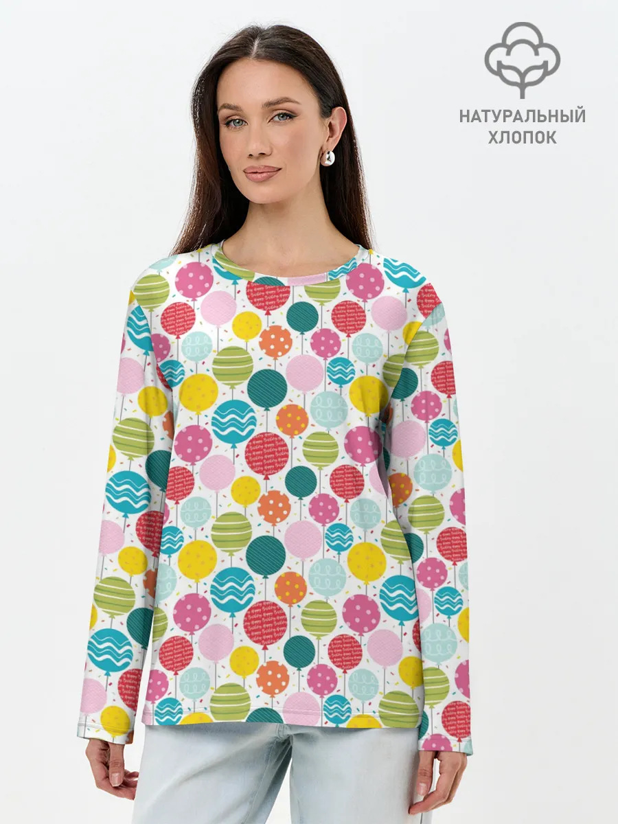 Лонгслив женский. Хлопок / Праздник